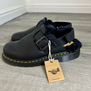 Dr. Martens Jorge II Faux Fur Mule, Black, UK6/EU39/US7M-8L (Unisex)